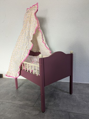 Puppenbett holz lila weiß mit - holz,