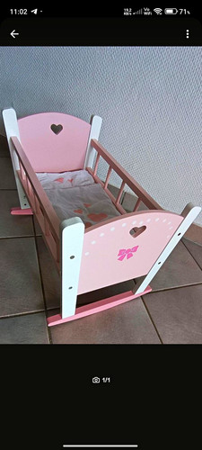 Puppenbett holz rosa weiß mit - puppenbett, rosa/weiß