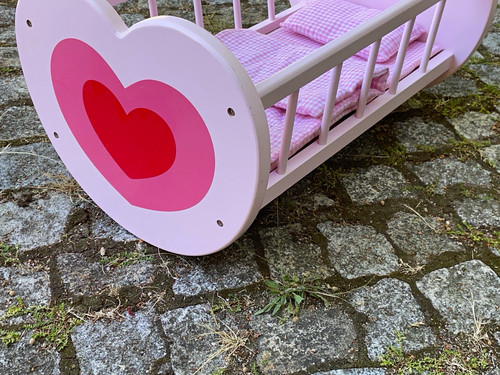Puppenbett aus holz mit - puppenbett,