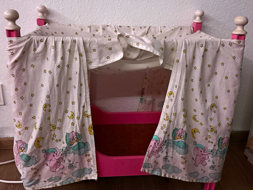 Puppenbett rosa weiß mit - rosa/weiß,