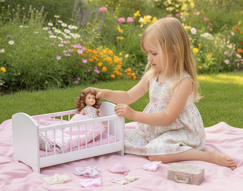 Kleines puppenbett mit - puppenbett,